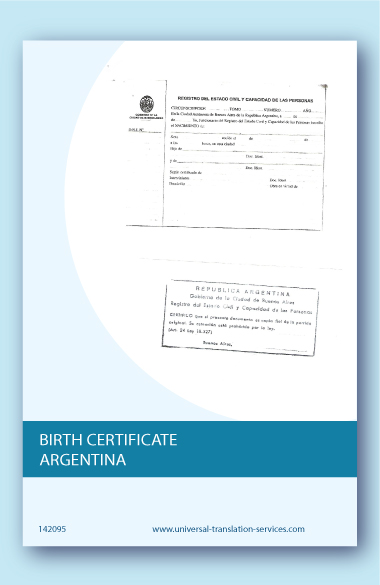 Birth certificate from Argentina English translation