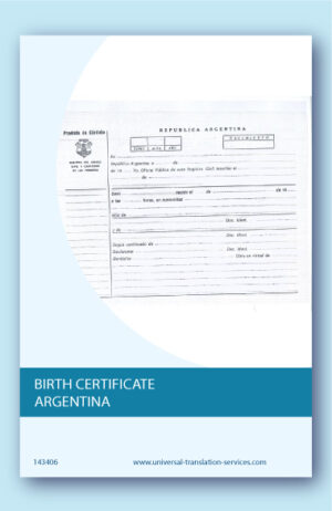 Birth certificate from Argentina English translation