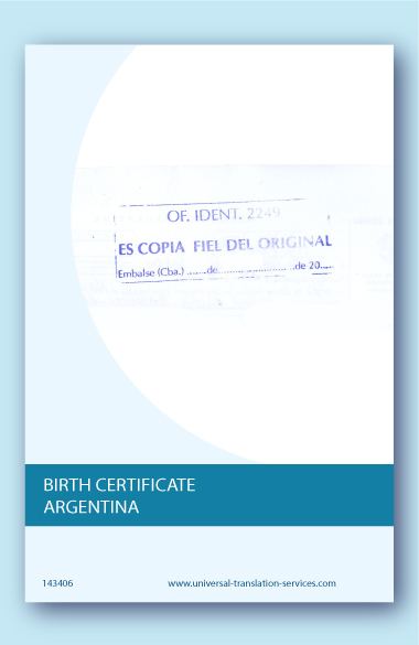 Birth certificate from Argentina English translation