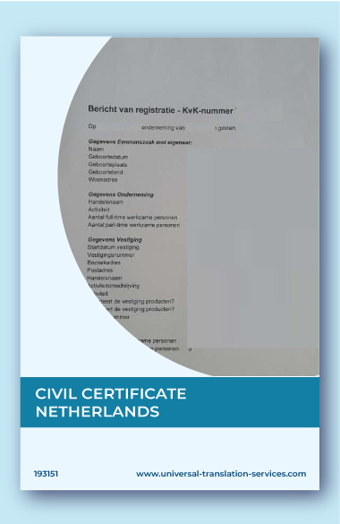 Translation of Netherlands civil certificate