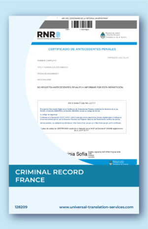 A template of criminal record from France