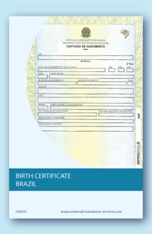 Birth certificate from Brazil translated from Brazilian to English