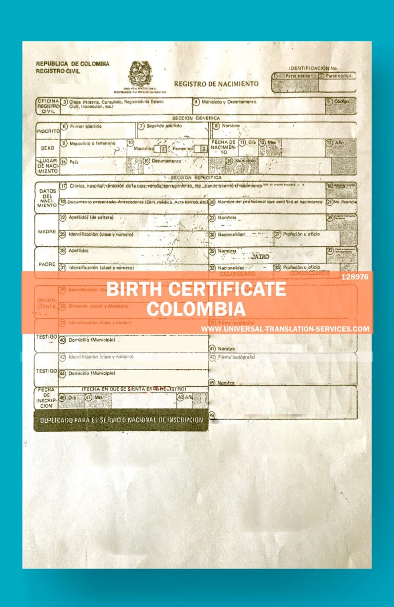 Translation Ready Birth Certificate Template Colombia at 15