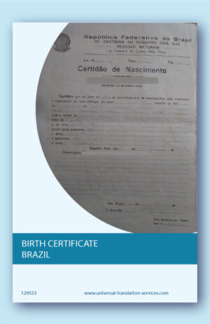 A template of Brazilian birth certificate