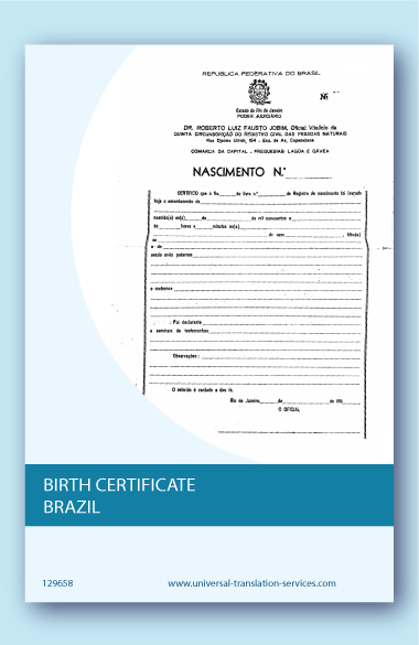 A template of Brazilian birth certificate