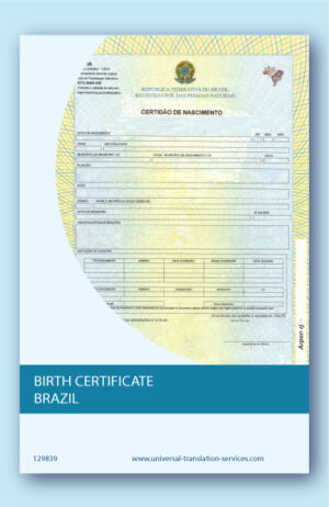 A template of birth certificate from Brazil