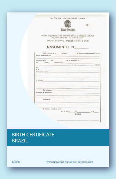 Brazilian birth certificate template