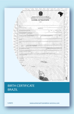 A template of birth certificate from Brazil