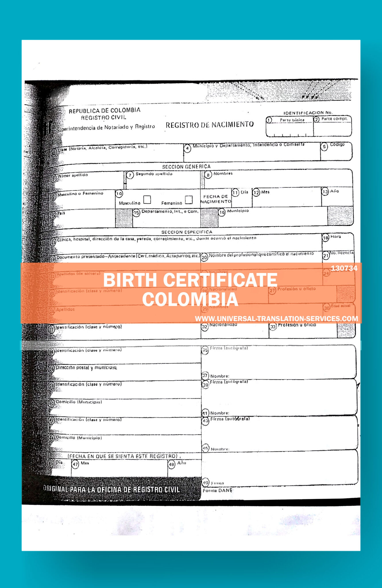 Buy Birth Certificate Translation from Colombia 15  fast translate