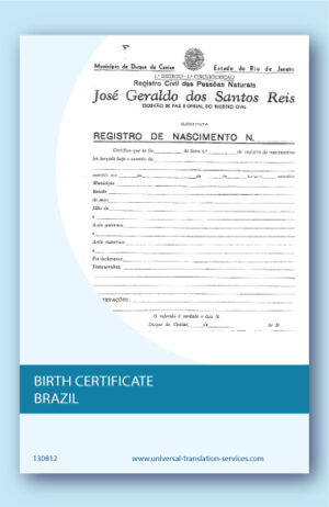 A template of birth certificate from Brazil