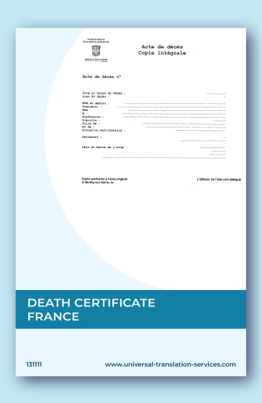 A template of French death certificate