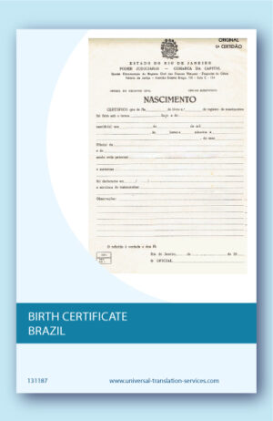 Translation of birth certificate from Brazil