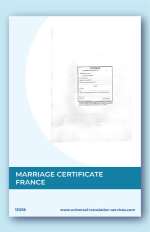 A template of French marriage certificate