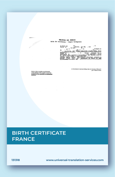 French to English translation of birth certificate