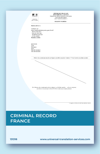 A template of criminal record from France