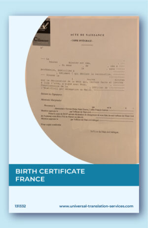 Birth certificate France translated to English