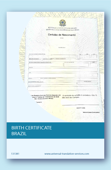 Translation of birth certificate from Brazil