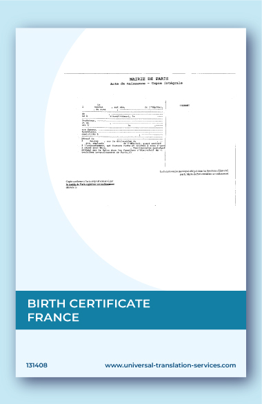 French to English translation of birth certificate from France