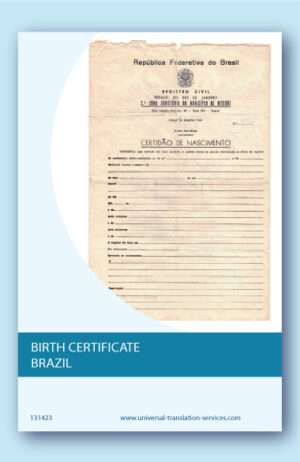 Translation of birth certificate from Brazil