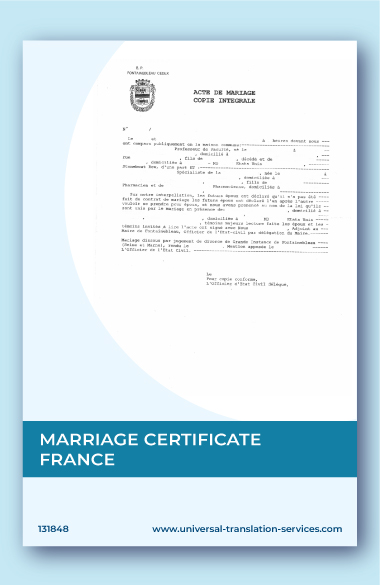 English translation of French marriage certificate