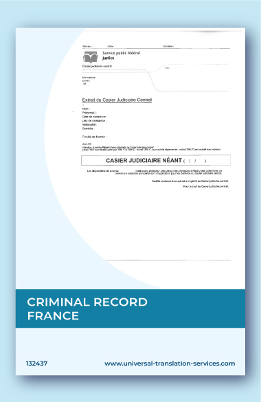 A template of criminal record from France