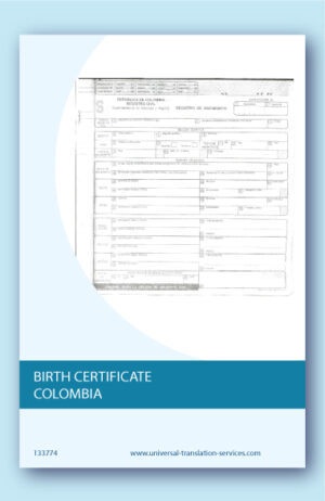 Colombian birth certificate translation