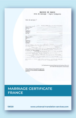 A template of marriage certificate from France