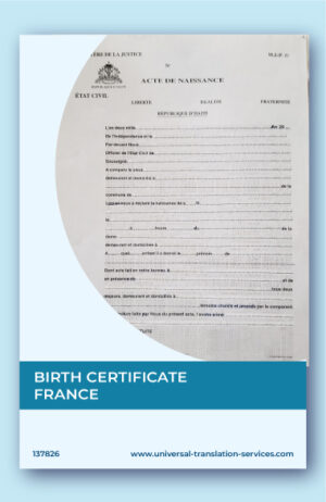 Translation of French birth certificate