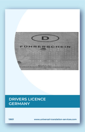 Drivers license from Germany translated to English