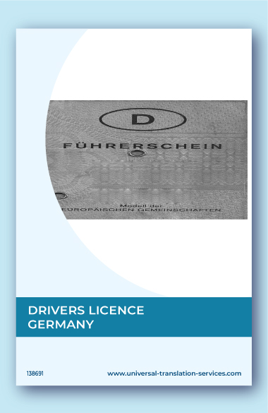 Drivers license from Germany translated to English