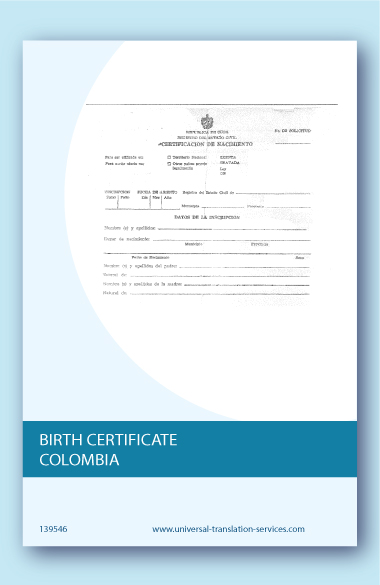 Colombian birth certificate translation