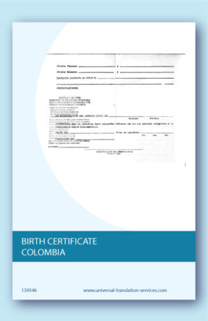 Colombian birth certificate translation