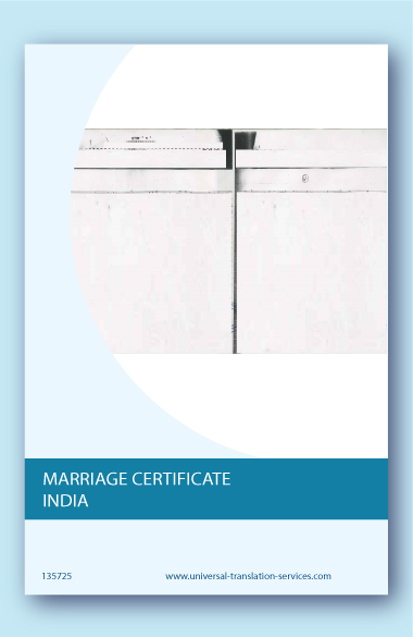 Indian marriage certificate translated into English