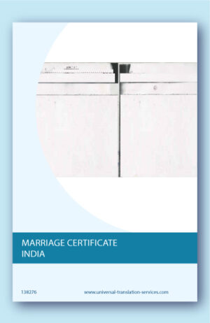 Indian marriage certificate translated into English