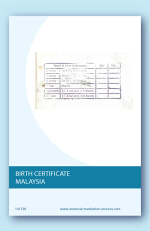 Malaysian birth certificate translation