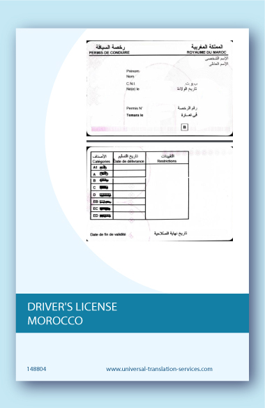 Moroccan drivers license translation