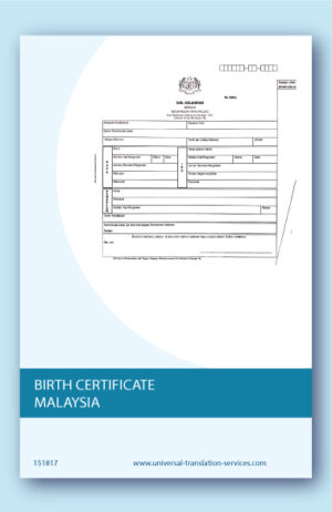 Malaysian birth certificate translation to English