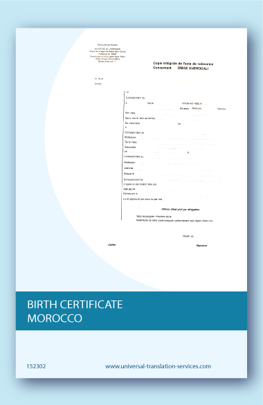 Moroccan birth certificate translation