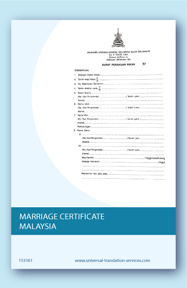 Malaysian marriage certificate translation to English