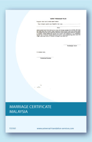 Malaysian marriage certificate translation