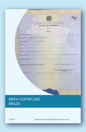 Brazilian birth certificate translation into English