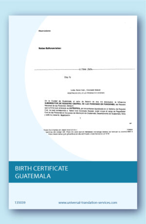 Guatemala birth certificate translation