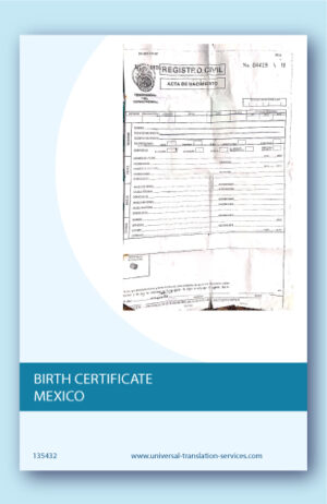 A template of birth certificate from Mexico