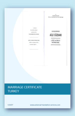 Turkey marriage certificate English translation