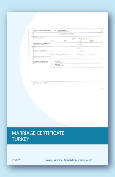 Turkey marriage certificate translation to English