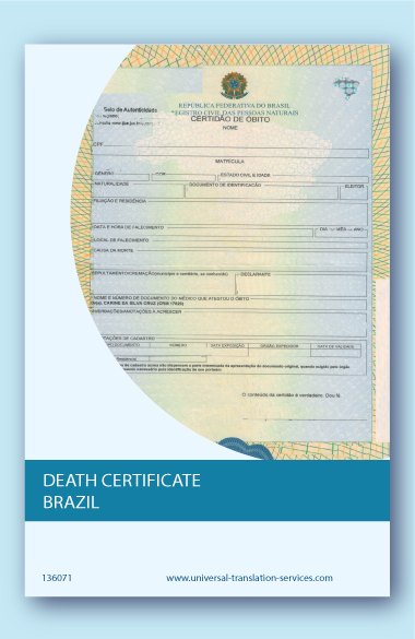 death certificate Brazil translation into English