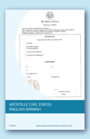 Apostille civil status translated from English to Spanish