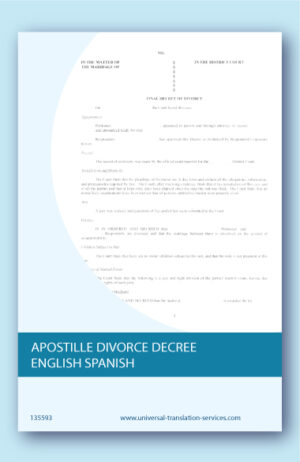 Apostille divorce decree translated from English to Spanish