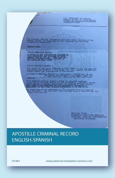 Apostille criminal record translation USA to Spanish