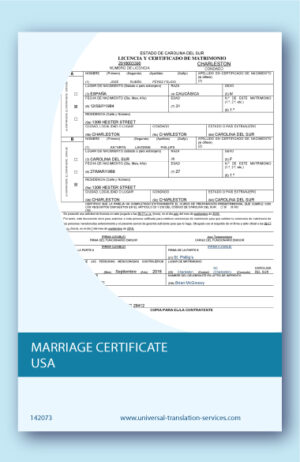 Apostille marriage certificate USA translation into English